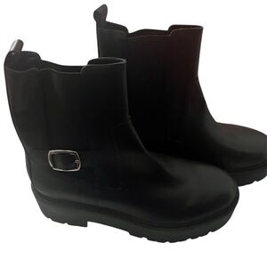 New without box Mark Fisher chunky Stylish Black leather Ankle Boots Size 8.5